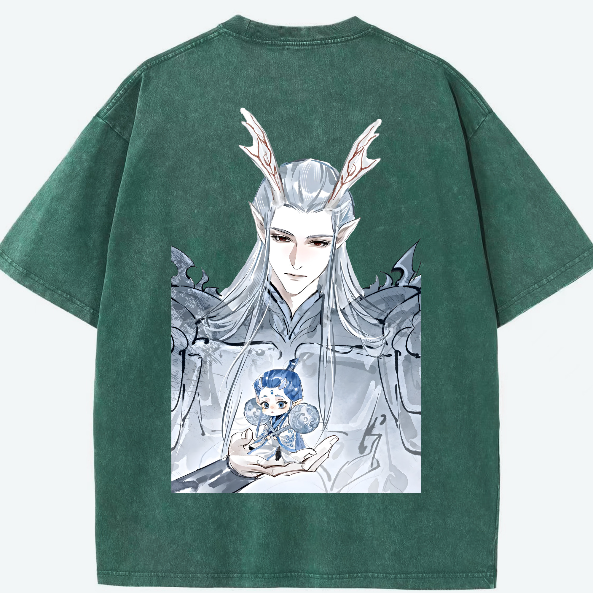 （画像用） Ne Zha 2 ナタ 魔童の大暴れ 綿100% ヴィンテージ風 半袖Tシャツ（背面プリント）